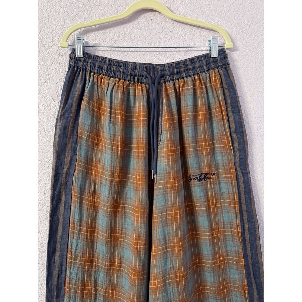 SABBI The Mexicola Wide Leg Pants Womens L Relaxed Linen Pockets Pull On Boho - Picture 3 of 12